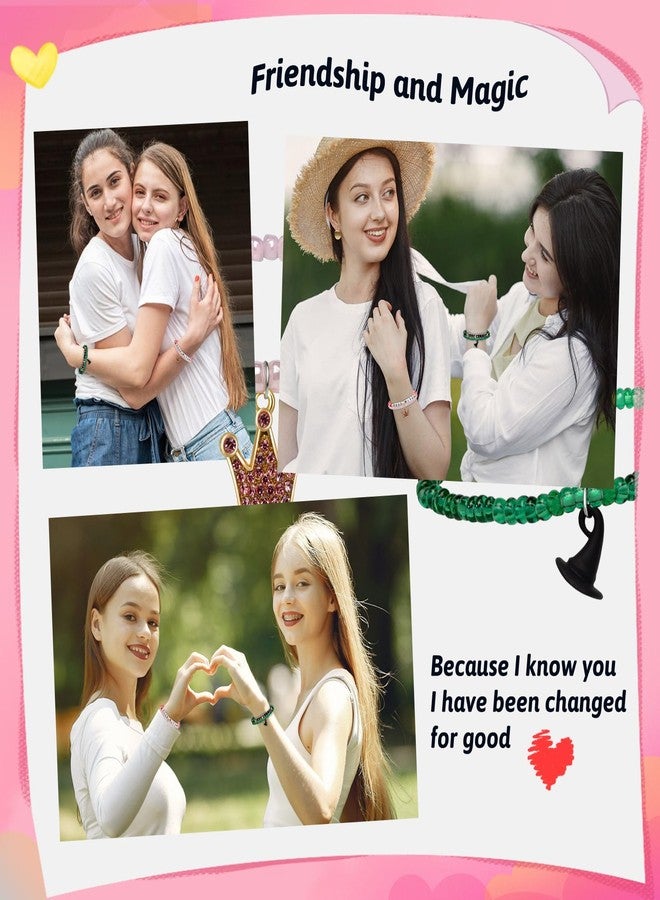 Joyline Witch Gifts for Teen girls Mom Besties Sisters Witch-Inspired Frienship Bracelet Good/Bad Witch Stackable Beaded Bracelets with Crown & Witch Hat Charms - Image 4